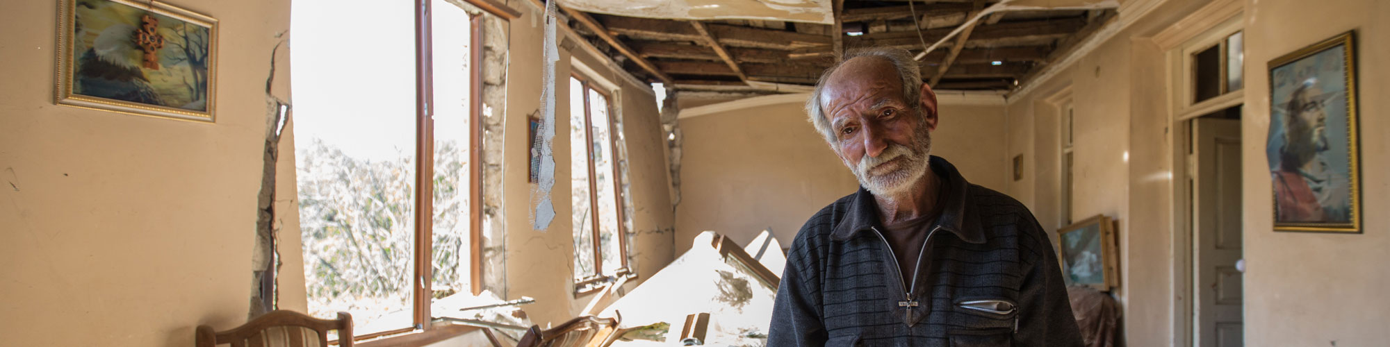 Nagorno Karabakh Conflict - Old Armenian man house destroyed by Azerbaijan bombing - War 2020 Artsakh (Nagorno Karabakh)