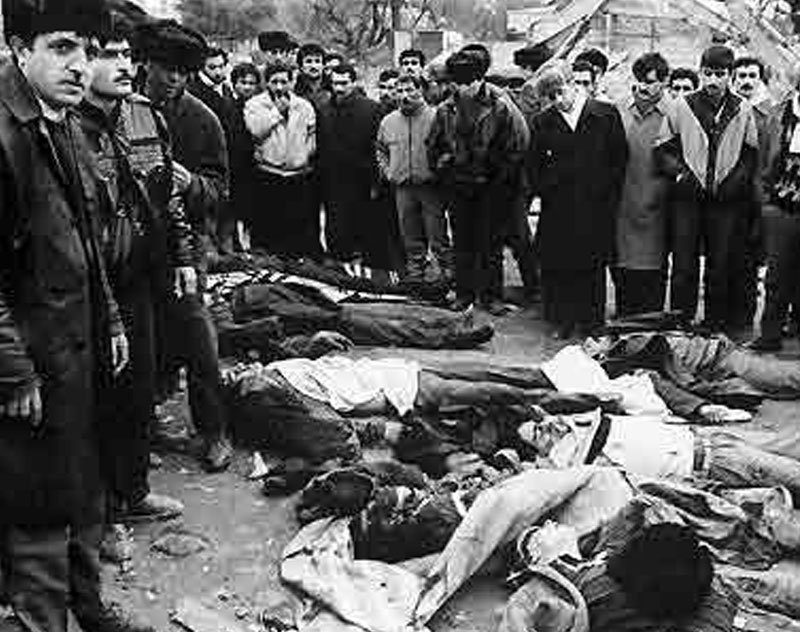 The Sumgait massacres (pogrom) in 1988 and the Baku pogrom in 1990 shocked both the Soviet and international public by the savagery of crimes perpetrated against innocent civilians, including children, women, and the elderly.
