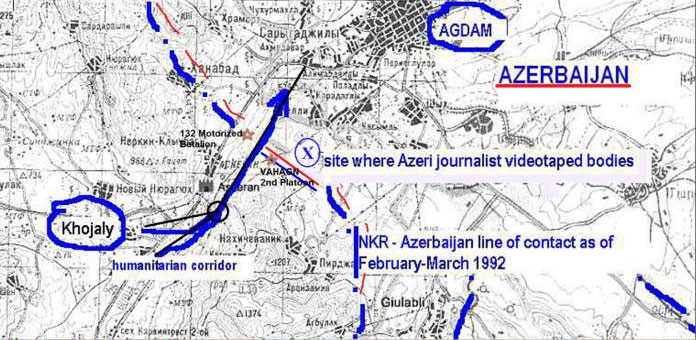 The so called Khojalu murder of civilians occurred in the suburbs of Agdam which was under Azerbaijani control at the time when the tragedy occurred, and not(!) in Khojaly.
