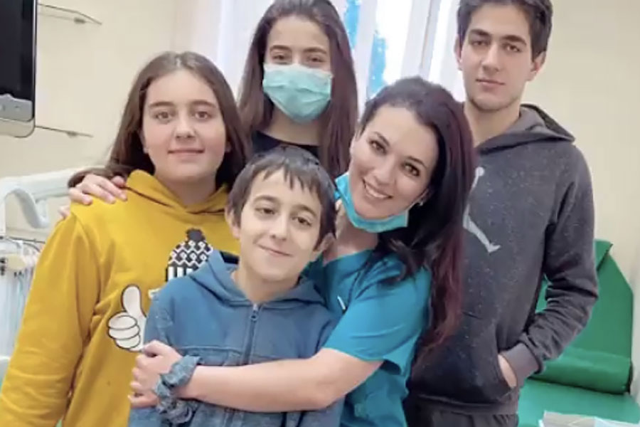 Dental Care 4 Artsakh. Project manager Maria Avakyan-Antonarakis with her young Patients.
