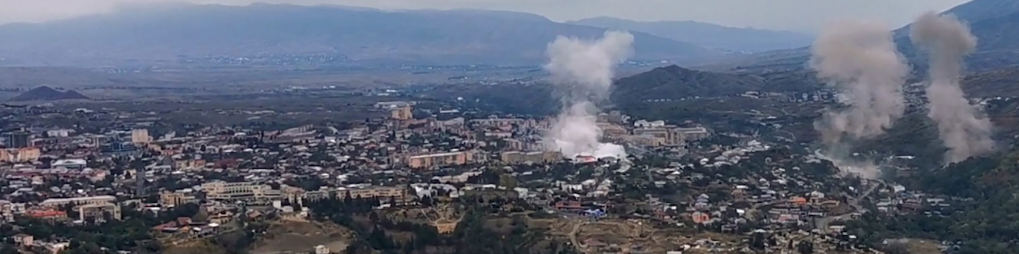 The bombardment of Karabakh capital Stepanakert by Azerbaijan caused widespread destruction and many civilian deaths. Artsakh (Nagorno Karabakh)
